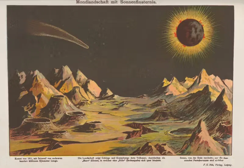 Лунный пейзаж с солнечным затмением by Оскар Хоффман, 1914 — digital art print download