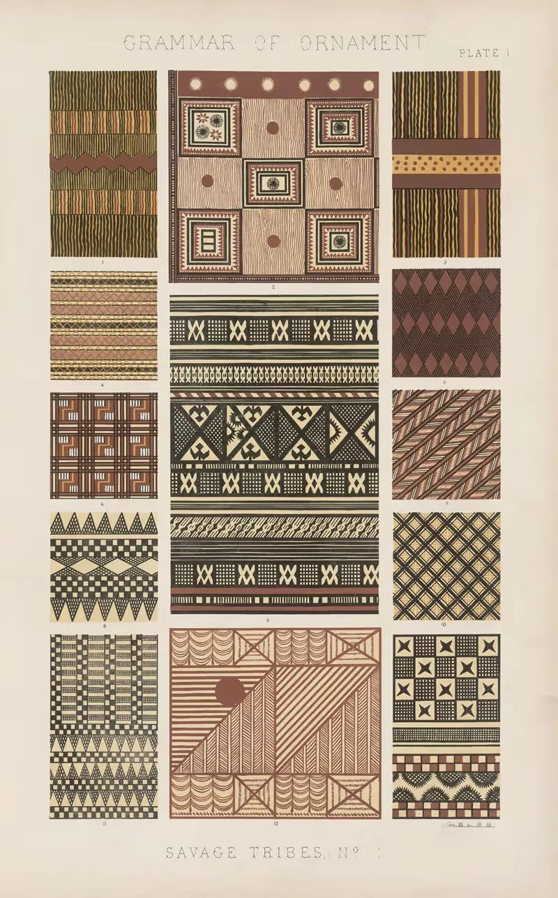 Savage Tribes No. 1 by Owen Jones, 1856 — digital art print download