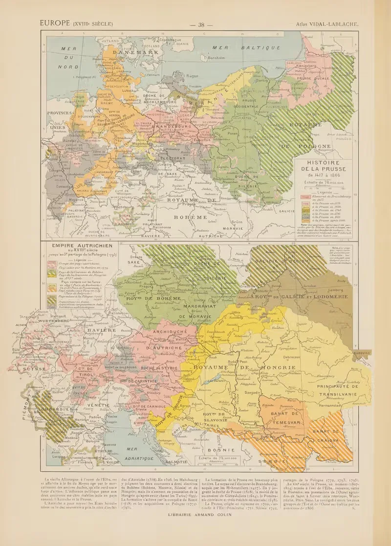 Europe by Paul Vidal de La Blache, 1913 — digital art print download