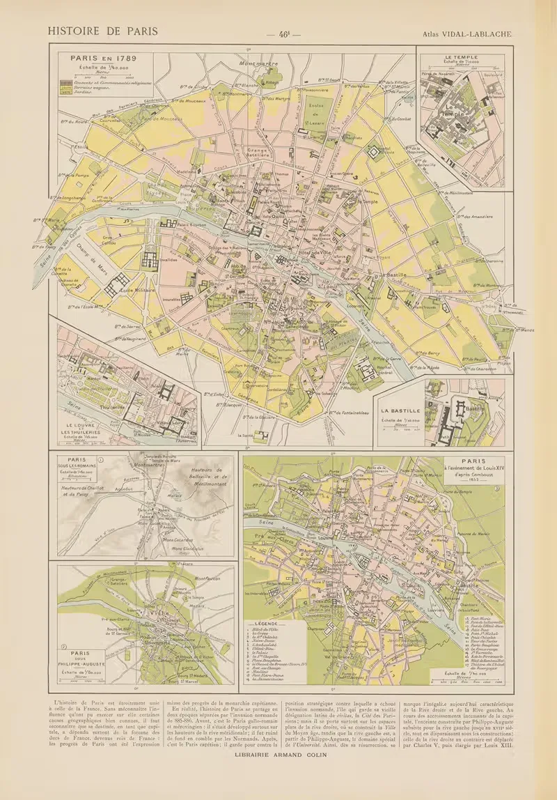Histoire de Paris by Paul Vidal de La Blache, 1913 — digital art print download