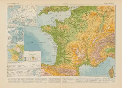 France Physique by Paul Vidal de La Blache, 1913 — digital art print download