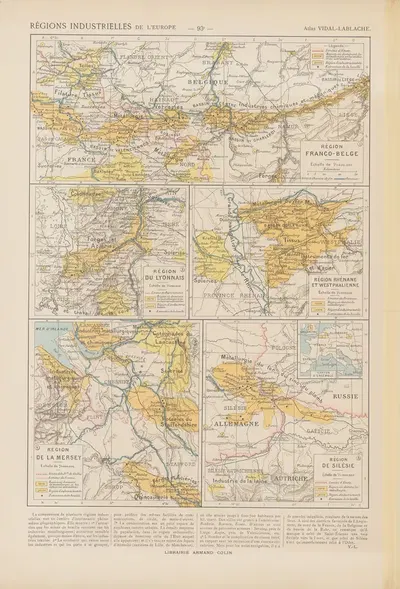 Region Industrielles de l'Europe by Paul Vidal de La Blache, 1913 — digital art print download