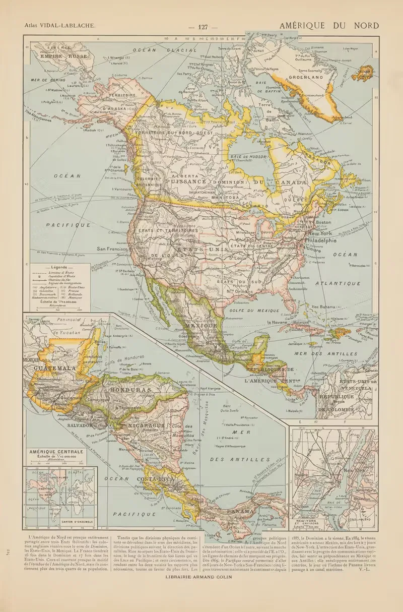 Северная Америка by Поль Видаль де Ла Блаш, 1913 — digital art print download