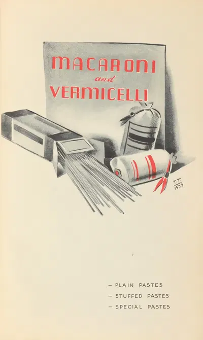 Macaroni and vermicelli by T. Tommasini, 1939 — digital art print download