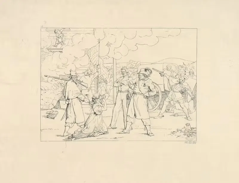 Храбрые люди 'Dat Fite Mit Siegel'. by Адальберт Джон Вольк, 1861–1863 — digital art print download