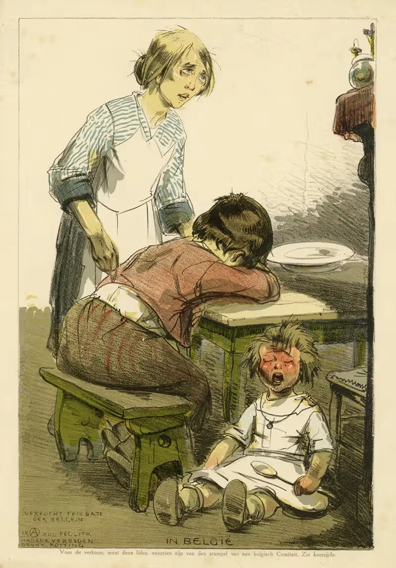 Twee vrouwen en huilend kind — Alfred Ost