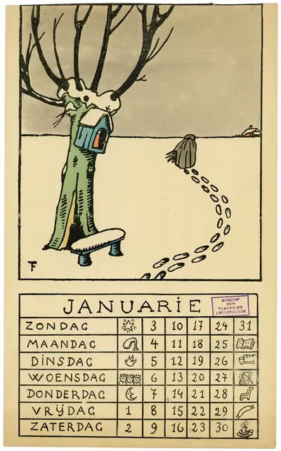 Календарь Паллье на 1926 год – Январь by Феликс Тиммерманс, 1925 — digital art print download