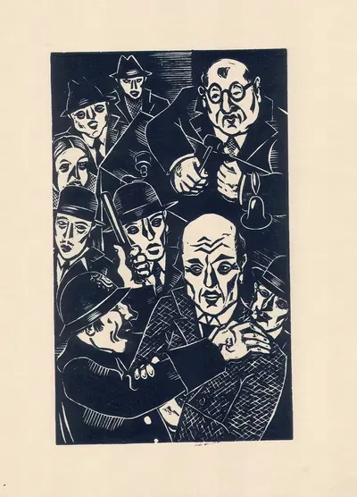 Boorman door een agent gearresteerd in de roepzaal. by Henri Van Straten, 1943 — digital art print download