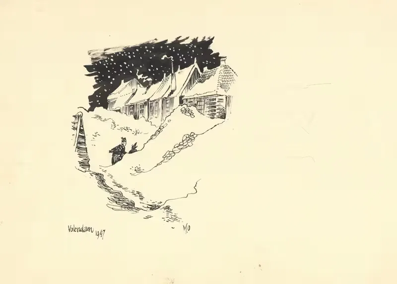 Зимний пейзаж в Волендаме by Маартен Оортвайн, 1947 — digital art print download