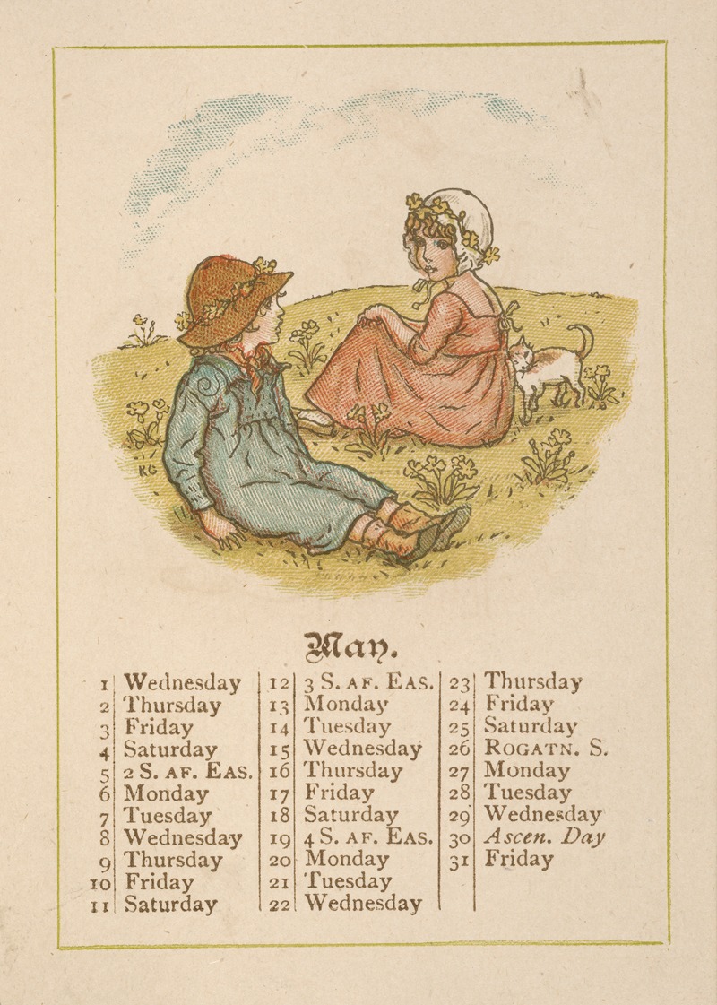 May by Kate Greenaway, 1889 — digital art print download