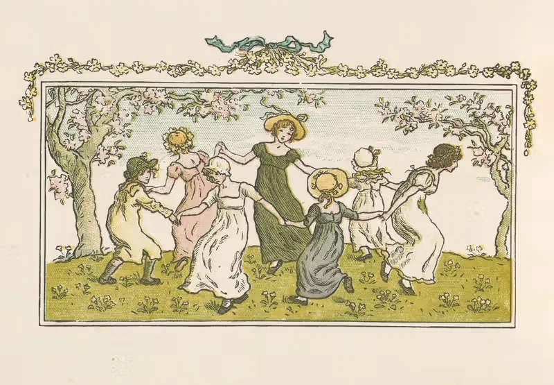 Дети, держащиеся за руки by Кейт Гринэвей, 1887 — digital art print download