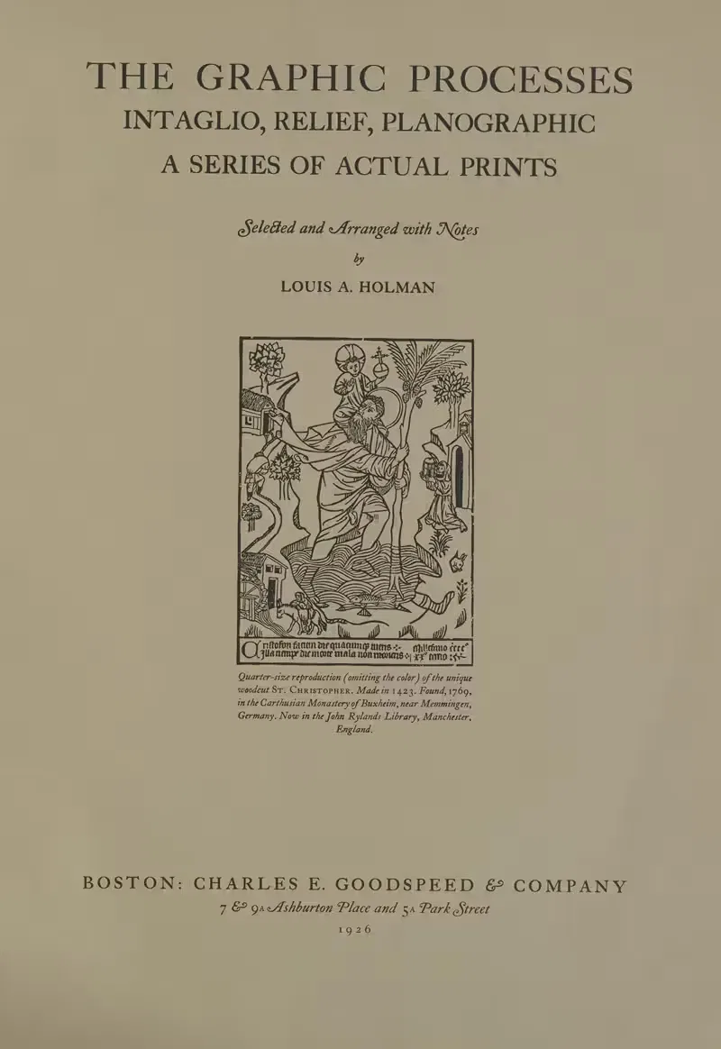 Графические процессы, гравюра, рельеф, планография – Титульный лист by Луис Артур Холман, 1926 — digital art print download
