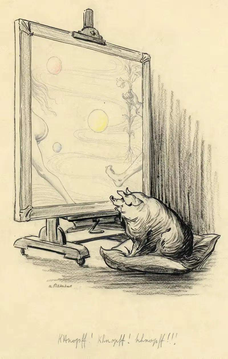 Varken dat naar een schilderij kijkt. — Albert Daenens