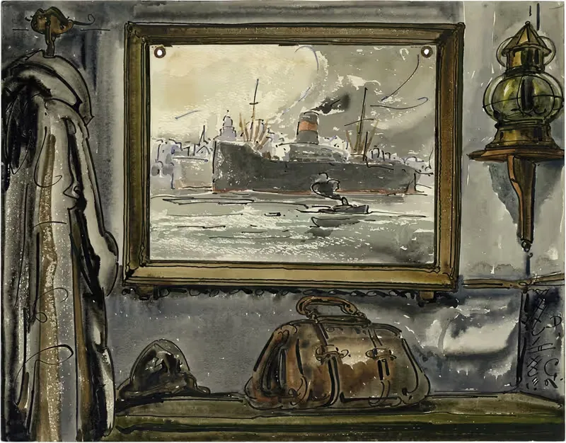 Интерьер с видом на порт by Альфред Ост, 1936 — digital art print download