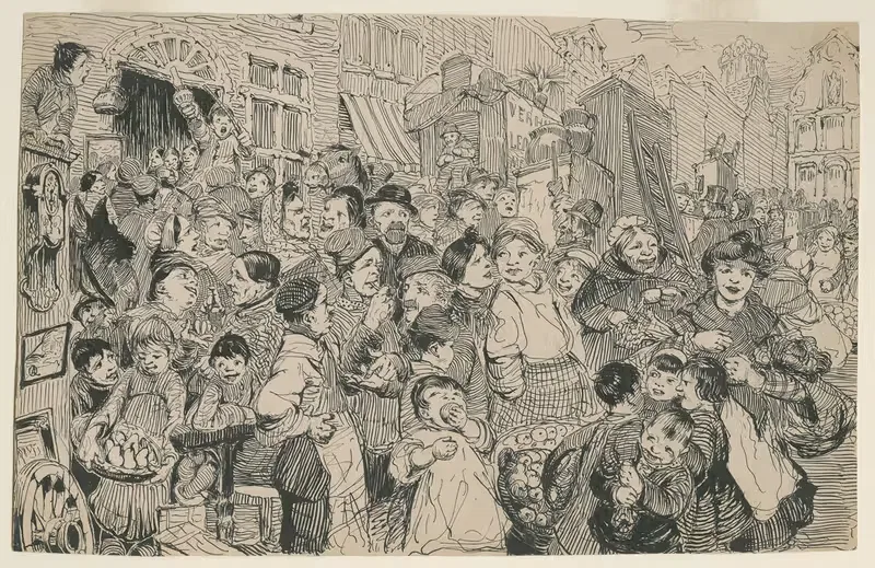 Openbare straatveiling en marktdag met St.Romboutstoren — Alfred Ost