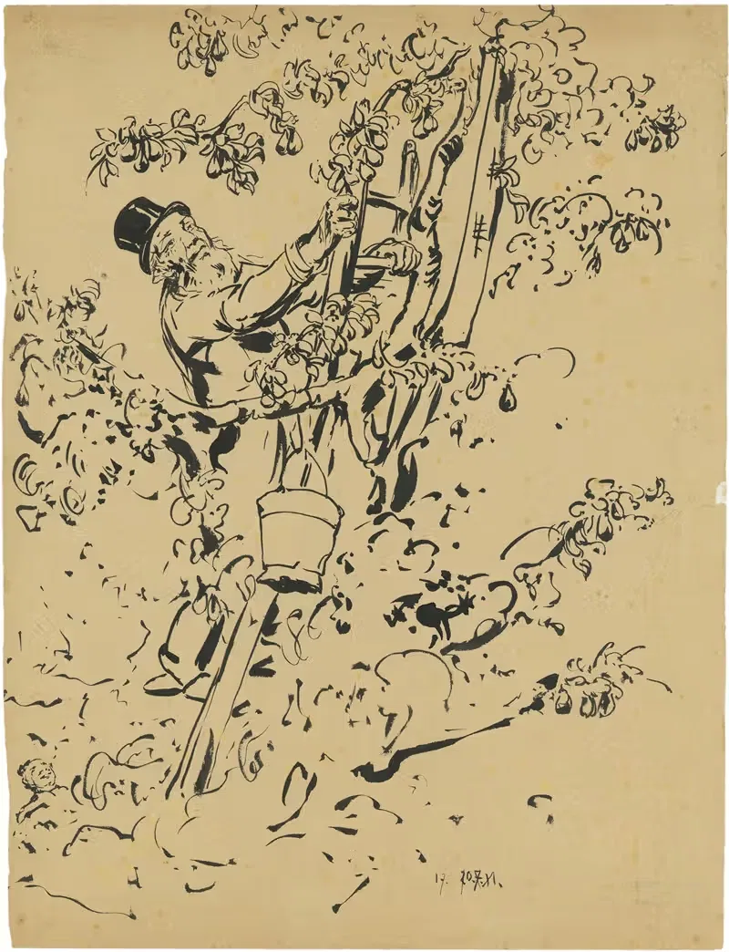 Отец Восток как сборщик яблок by Альфред Ост, 1911 — digital art print download