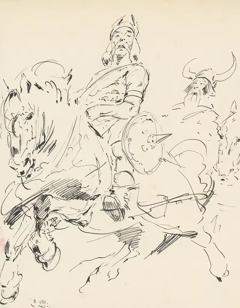 Викинги на лошадях by Альфред Ост, 1912 — digital art print download