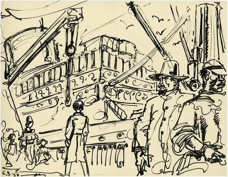 Народ на набережной by Альфред Ост, 1939 — digital art print download