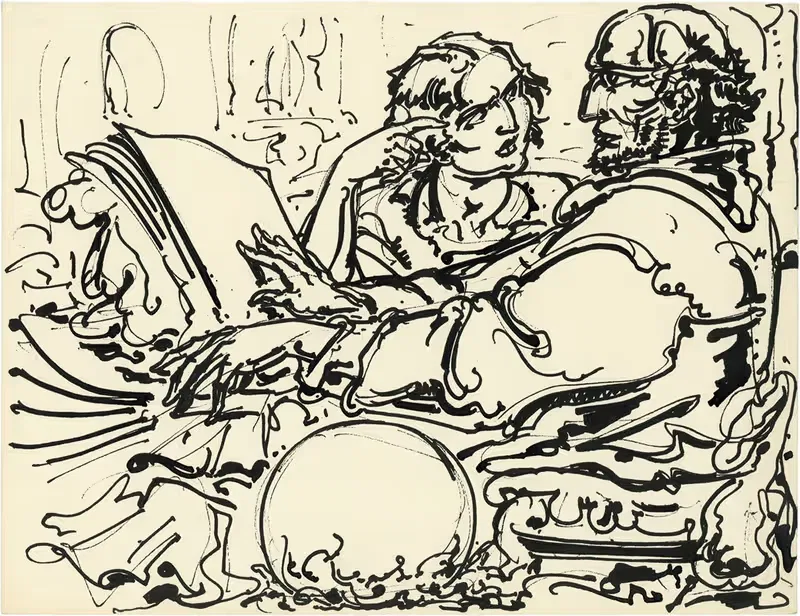 Vrouw en man lezen in boek — Alfred Ost