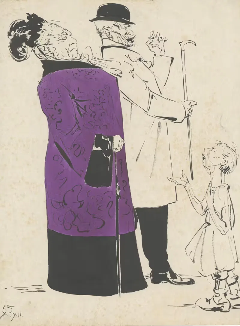 Прогуливающаяся пара с попрошайкой by Альфред Ост, 1912 — digital art print download