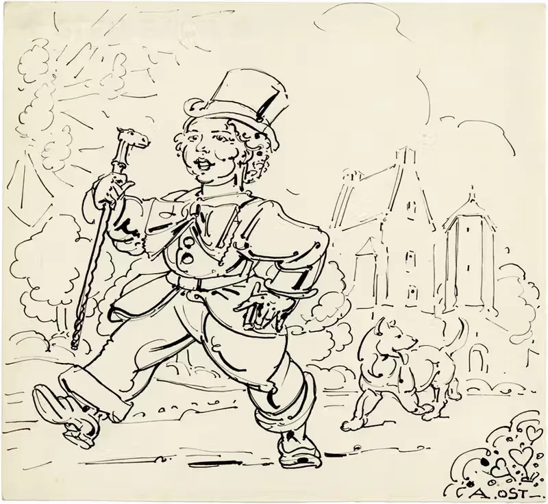 Идущий человек с собакой by Альфред Ост, 1944 — digital art print download