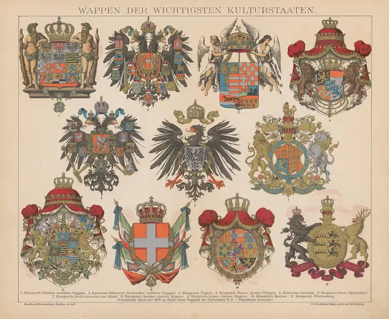 Wappen der Wichtigsten Kulturstaaten — F.A. Brockhaus