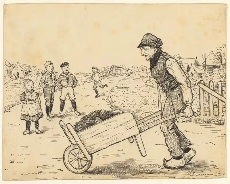 Boer met een kruiwagen — Adri Ladenius