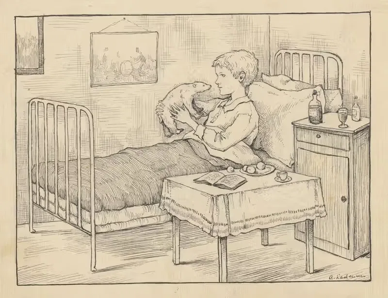 Jongen met een speelgoedijsbeer — Adri Ladenius