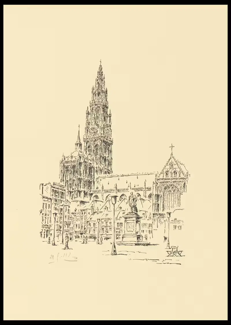 De kathedraal van Antwerpen, vanaf de Groenplaats — André Gailliaerde