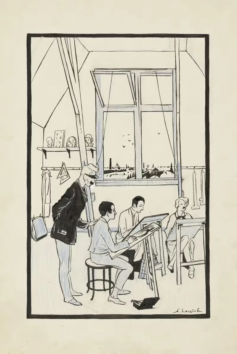 Хейн на уроке рисования by Энни Лейзинк, 1926 — digital art print download