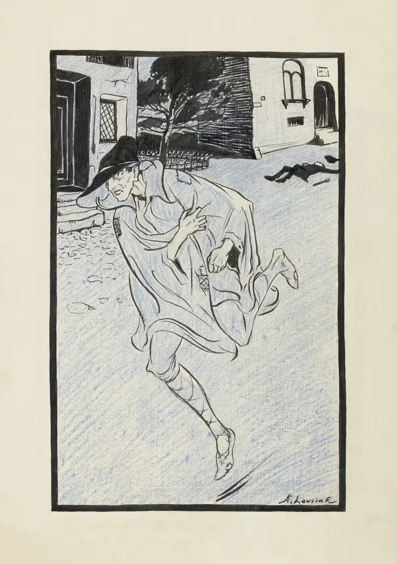 Убегающий вор в темноте by Энни Лейзинк, 1926 — digital art print download