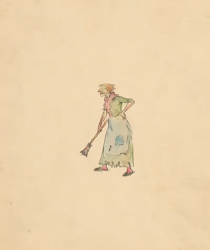 Oude vrouw met bezem by Anonymous, 1880-1910 — digital art print download