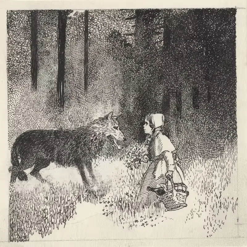 Roodkapje en de wolf by Anonymous — digital art print download