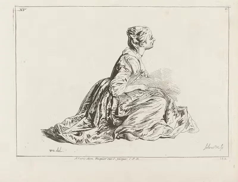 Costume Plate No. 199 by Antoine Watteau — digital art print download