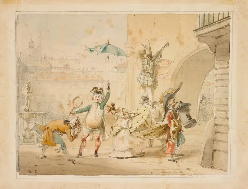 Caricatural Carnival Scene in Rome — Antonio Porcelli