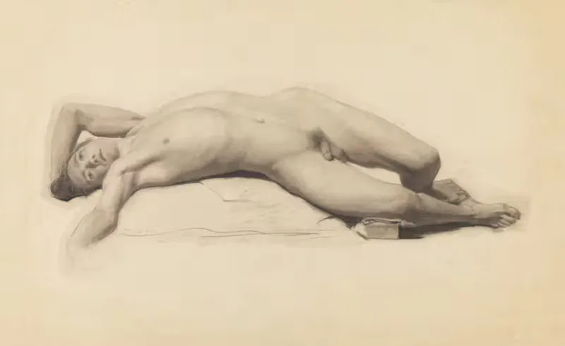 Лежащее мужское обнаженное тело. by Шарль Онгена, 1816-1886 — digital art print download