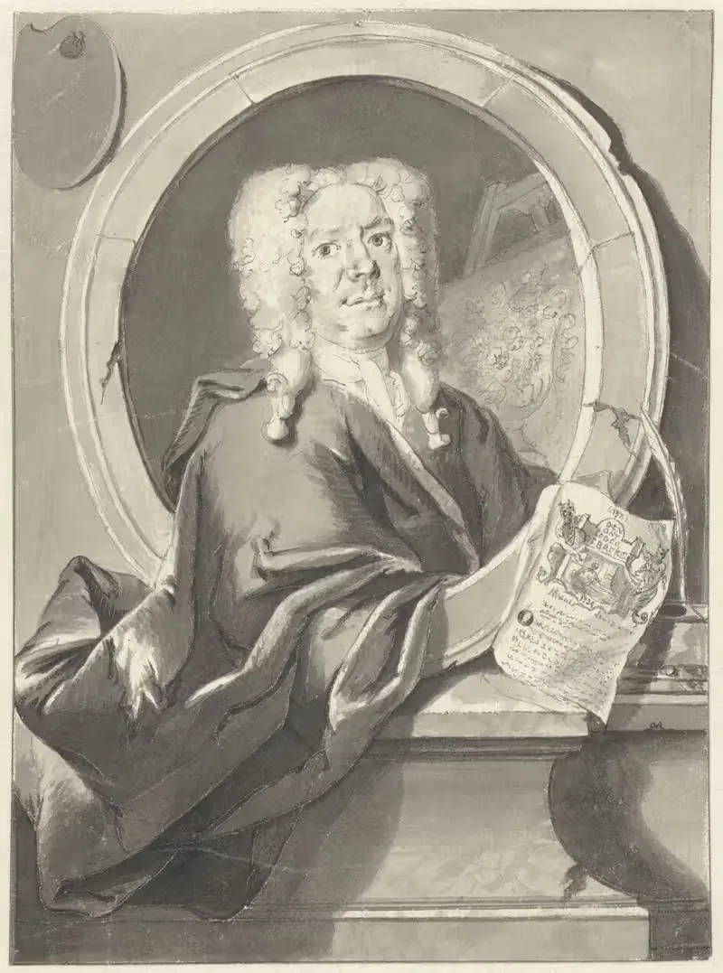 Portret van Jacob Campo Weyerman in medaillon — Cornelis Troost
