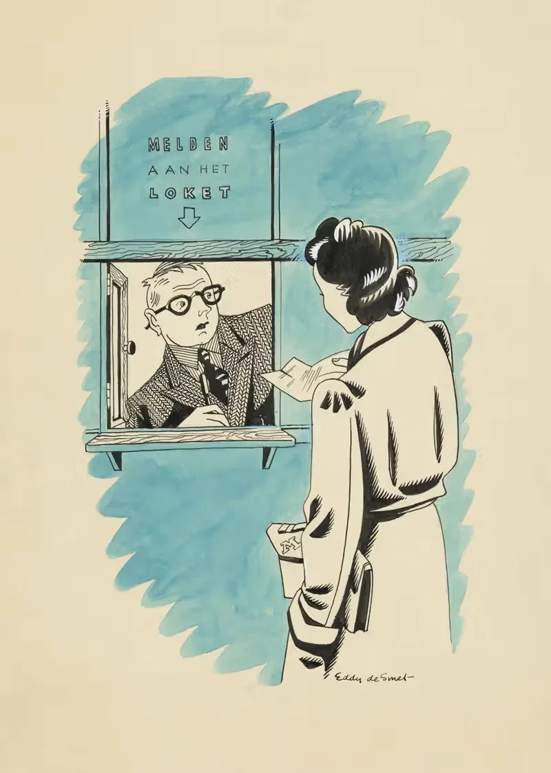 Маржо у окошка by Эдди де Смет, 1946 — digital art print download
