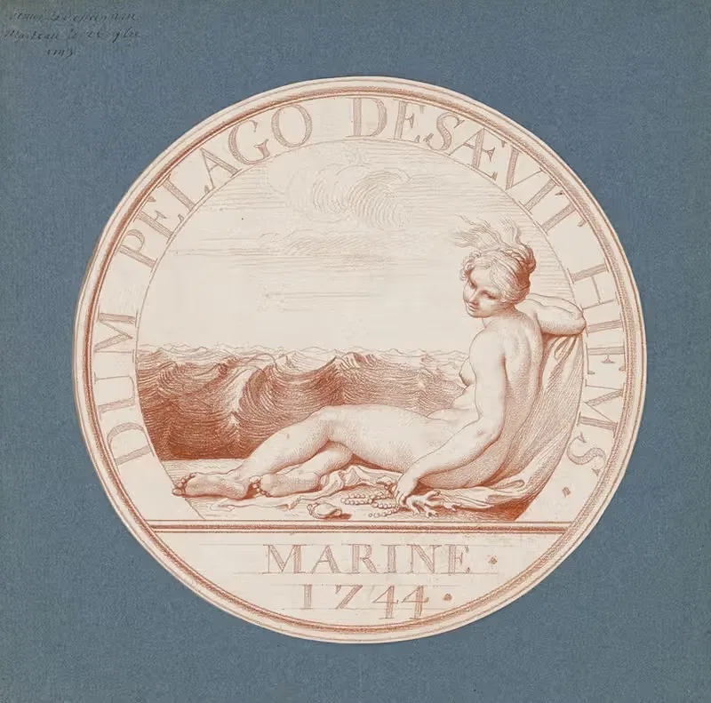 Дизайн жетона; Морская, 1744 by Эдме Бушардон, c. 1743 — digital art print download