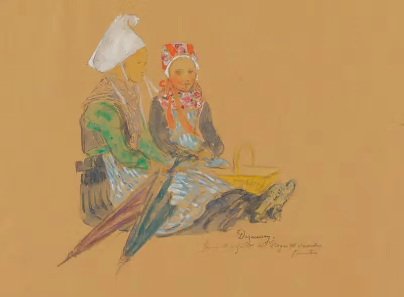 Бретонские крестьяне из Бреста by Эмиль Альфред Дезонэ — digital art print download