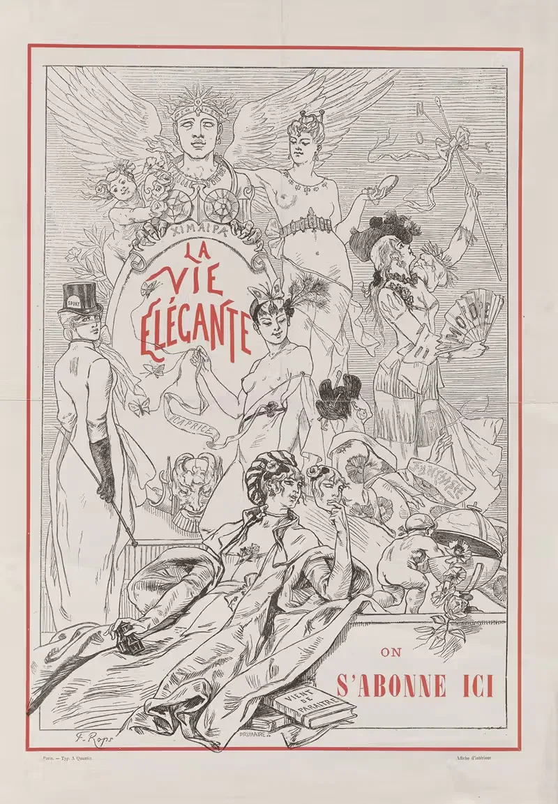 La Vie élégante by Félicien Rops, 1883 — digital art print download