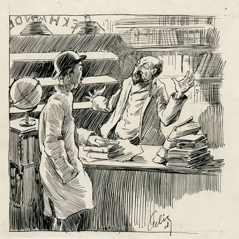 У книжного продавца илл. Истинный Якоб by Феликс Хесс, 1908 — digital art print download