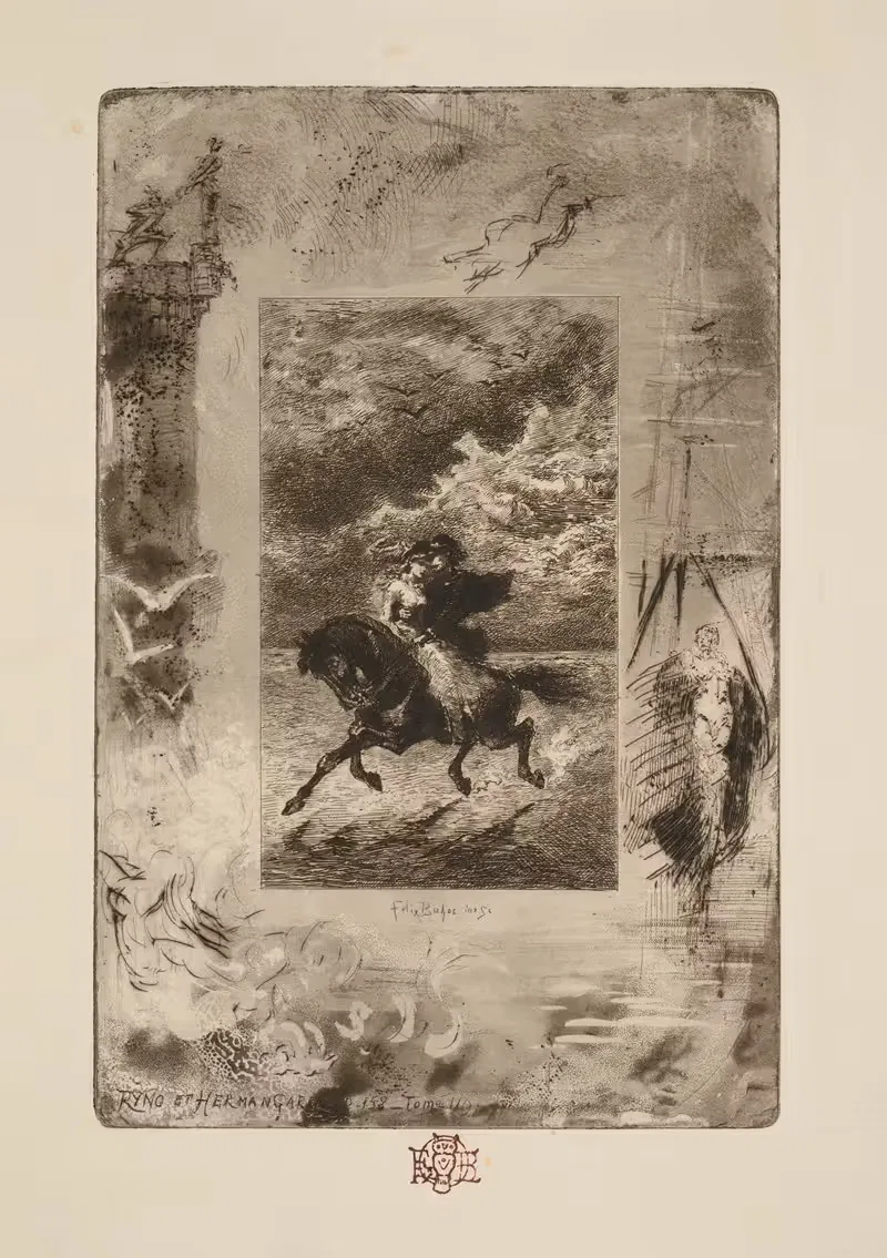 Ryno and Hermangarde, from An Old Mistress — Félix Hilaire Buhot