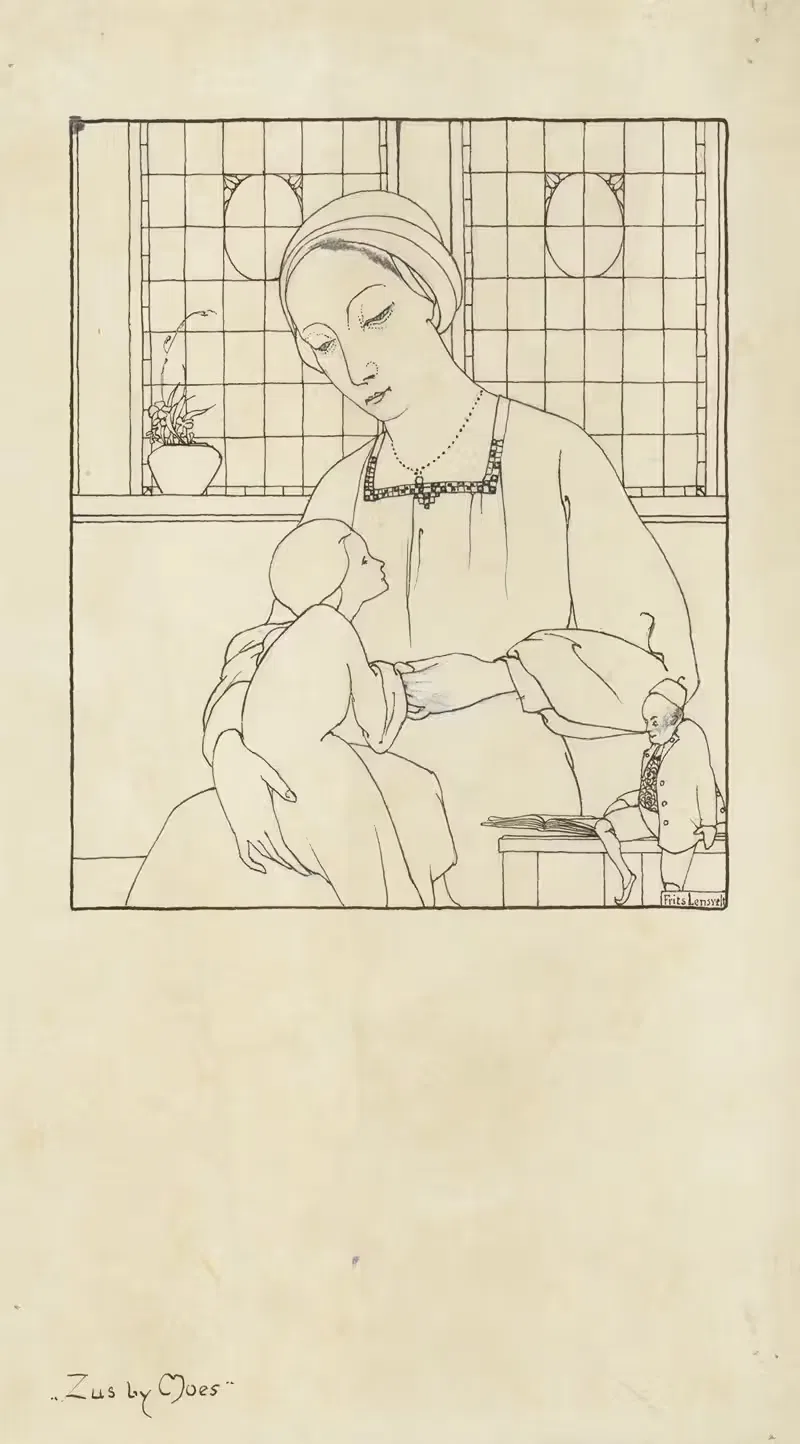 Женщина с ребенком на коленях by Фритс Ленсвельт, 1910 — digital art print download