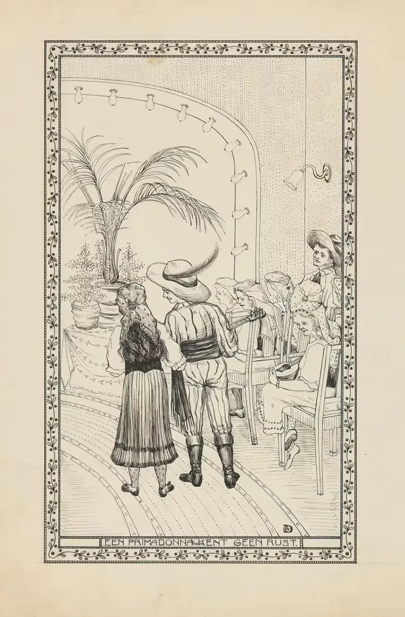 ОДНА ПРИМАДОННА НЕ ЗНАЕТ ПОКОЯ by Г. ван Дорн, 1909 — digital art print download