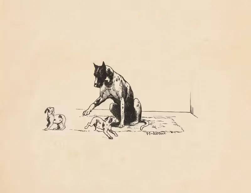 Собака с двумя щенками by Гейсбертус Иоганнес ван Овербек, 1892 - 1947 — digital art print download