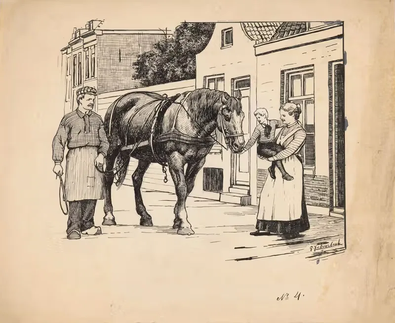 Jongen aait een werkpaard — Gijsbertus Johannes van Overbeek