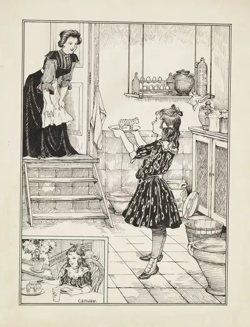 Девочка с ламой из масла by Гиллис Бернард Мулдер, 1885 - 1938 — digital art print download