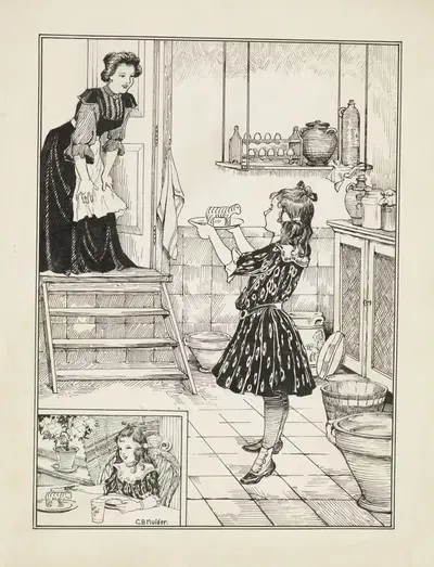 Девочка с ламой из масла by Гиллис Бернард Мулдер, 1885 - 1938 — digital art print download