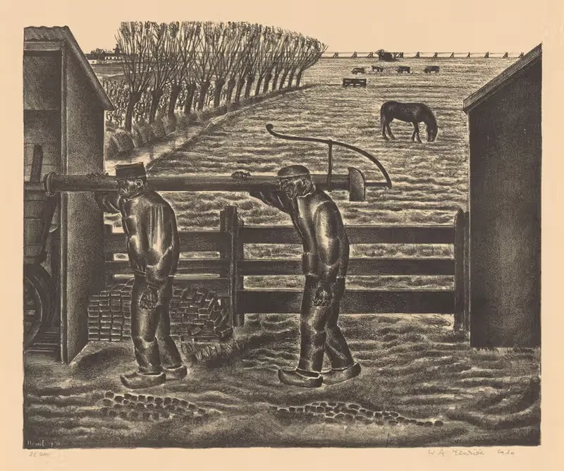 Boeren met pomp by Henk Henriët, 1930 — digital art print download